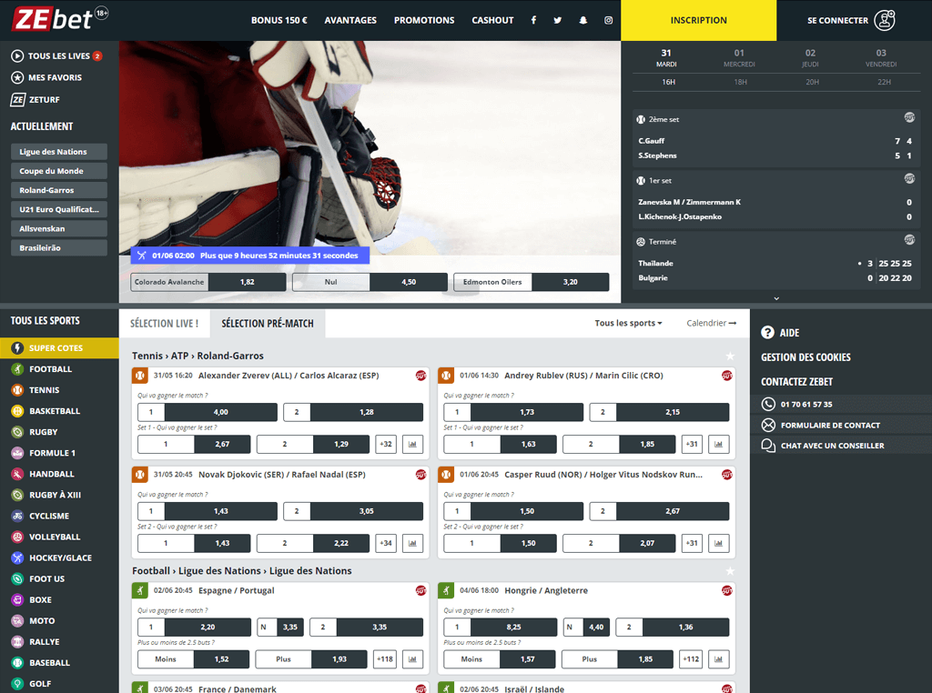 Parier en ligne sur Zebet