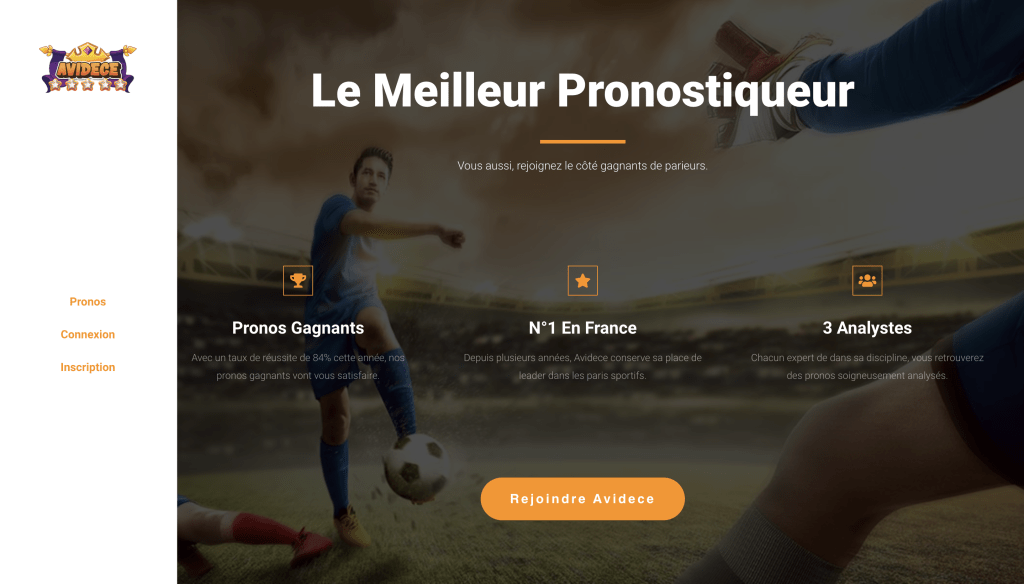 photo du site de pronostic Avidece