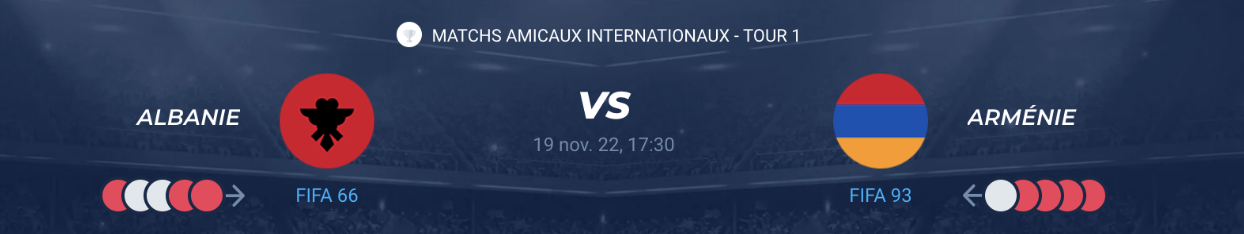 Lire la suite à propos de l’article Albanie vs Arménie